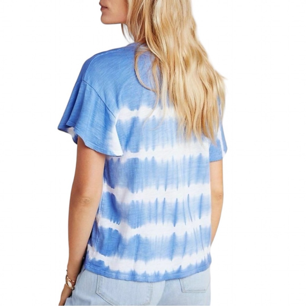 t.la Anthropologie Tie Dye Print Striped Short Sleeve Crewneck T-Shirt - Picture 7 of 11